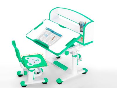 Комплект парта и стульчик Mealux BD-10 c зеленой кромкой, белой столешницей
